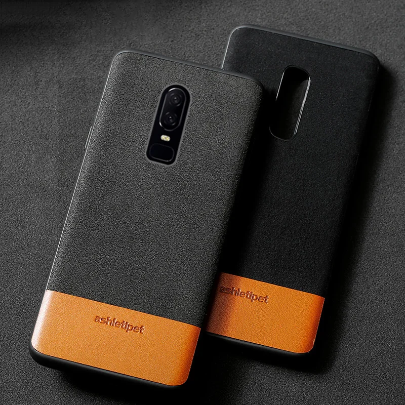

Cow Suede Genuine Leather Phone case for oneplus 7T 7 Pro shockproof silicone edge cover For one plus 5 6 6t 5t 7Pro 7T Pro