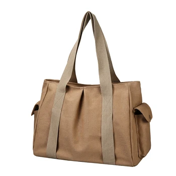 

Canvas Tote Lady Bag Casual Beach Tote Eco Shopping Bag Daily Items Collapsible Canvas Shoulder Bag