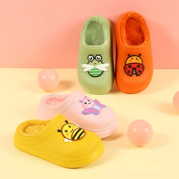 

2020 Winter Cute Kids Slippers Comfortable Baby Warm Cotton Little bee Shoes Boys And Girls House Indoor Animal Plush Slippers
