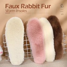 BANGNI Heated Insoles Soft Cashmere Thicken Thermal Faux Rabbit Fur Inserts Keep Warm Light Sole Shoe Pad for Winter Women Men