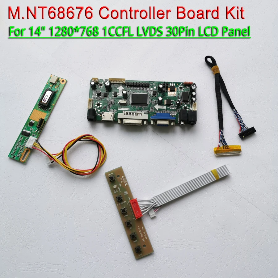 Для B140EW01 CLAA140WA01 1CCFL с 1280*768 1" LVDS 30-Pin HDMI+ VGA+ DVI инвертор M. NT68676 ЖК-дисплей контроллер карты DIY kit
