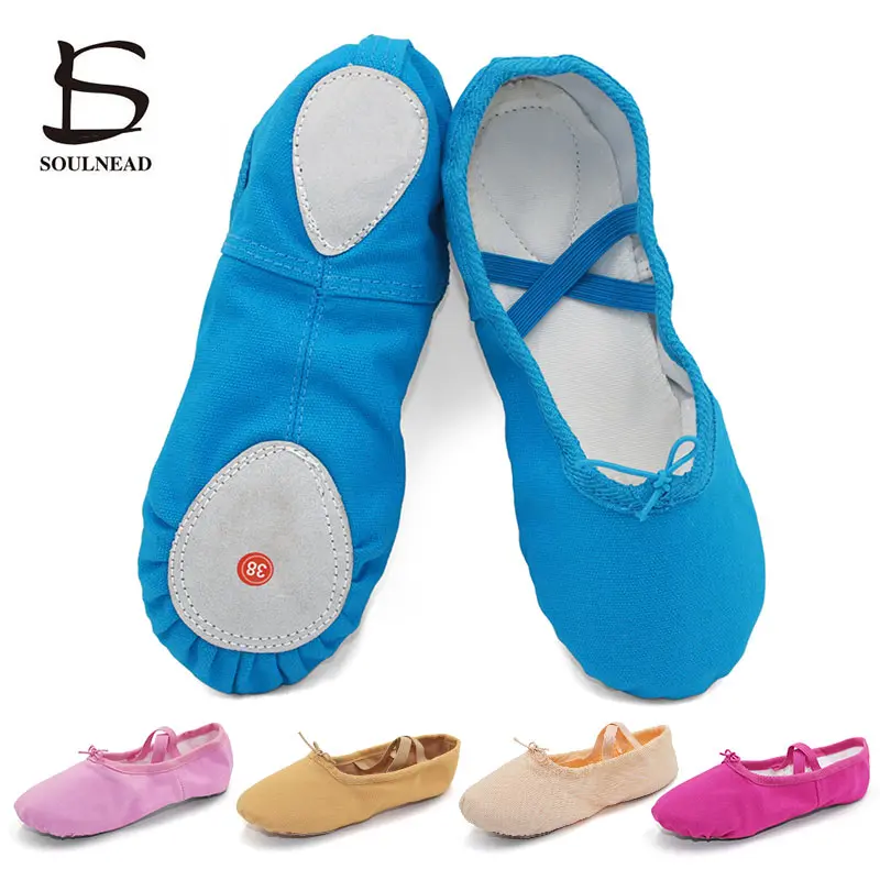 Kid's Ballet Shoes Girl's Jazz Dance Shoes Blue Cloth Flat Yoga Ballet