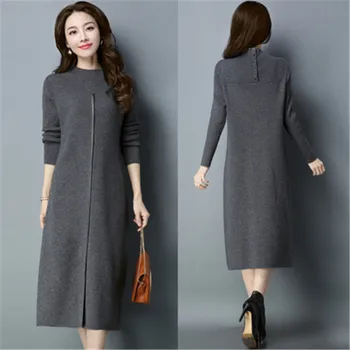 

2019 NEW Autumn Winter Knitted Sweater Dress Women Elegant Long Sleeve Slim Plus Size Pullover Bodycon Female Long Dresses 5XL