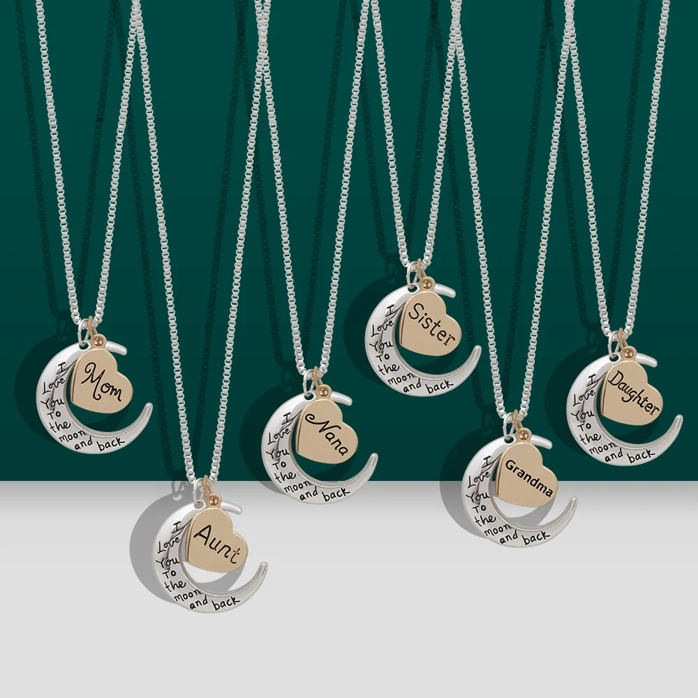 "I Love You to the Moon & Back" Heart Pendant Necklace for her