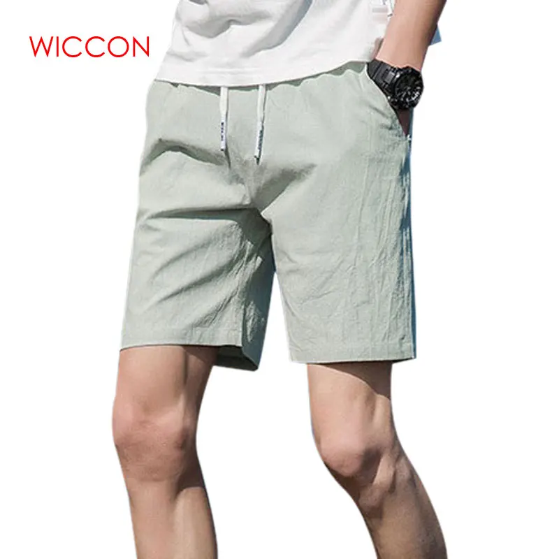 Летние хлопковые льняные шорты, Молодежные свободные мужские повседневные шорты, удобные дышащие однотонные пляжные шорты для мужчин размера плюс M-5XL