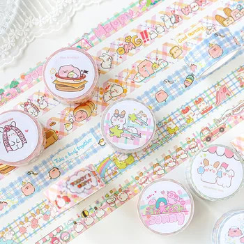 

1pcs Cute Rabbit Pig Extravagant Happy Series Washi Masking Tape DIY Scrapbooking Decorative Sticker Kawaii Label Stationery