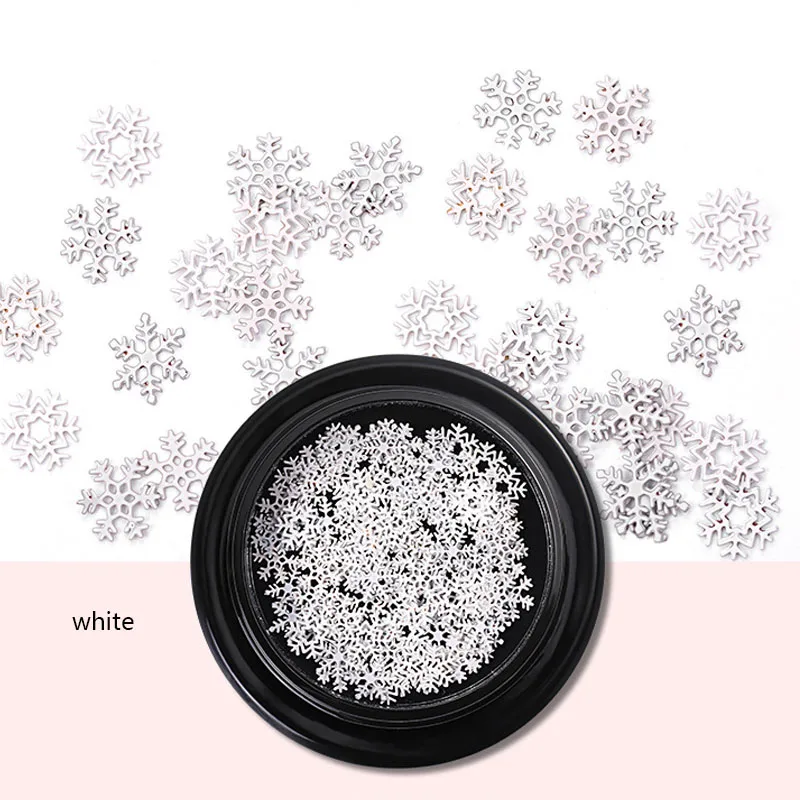 White 1 коробка Рождественские золотые блестки для ногтей Снежинка хлопья ломтик блестки комбинированные Переводные картинки DIY 3D маникюрные украшения - Цвет: White