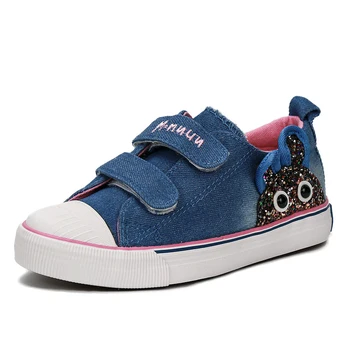

#27#28#29#30 Denim Shoes Girls with Rubbit Canvas Sneakers for Girls Children Sneakers Breathable Spring Girl Shoes ML1808C