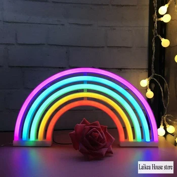 

Pendant Rainbow Lamp Decoration Neon Lamps Creative Led Light Livingroom Bedroom Bedside Warm Dress Up Lighting Childern Gifts