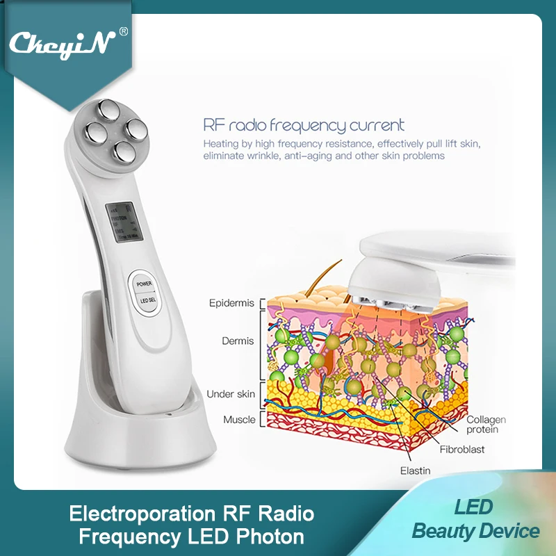 Mesotherapy Electroporation RF Radio Frequency LED Photon Skin Care Beauty Device Face Lifting Wrinkles Removal Facial Massager