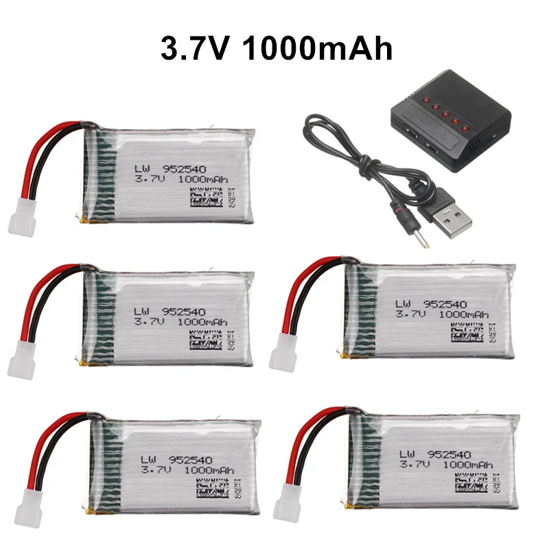 Bateria de lipo 1000mah, bateria para syma x5 x5c x5s x5sc/x5hc/x5sw m68 x300 x400 x500 x800, 3.7 mah bateria 3.7 mah 800 hj819, 5 peças