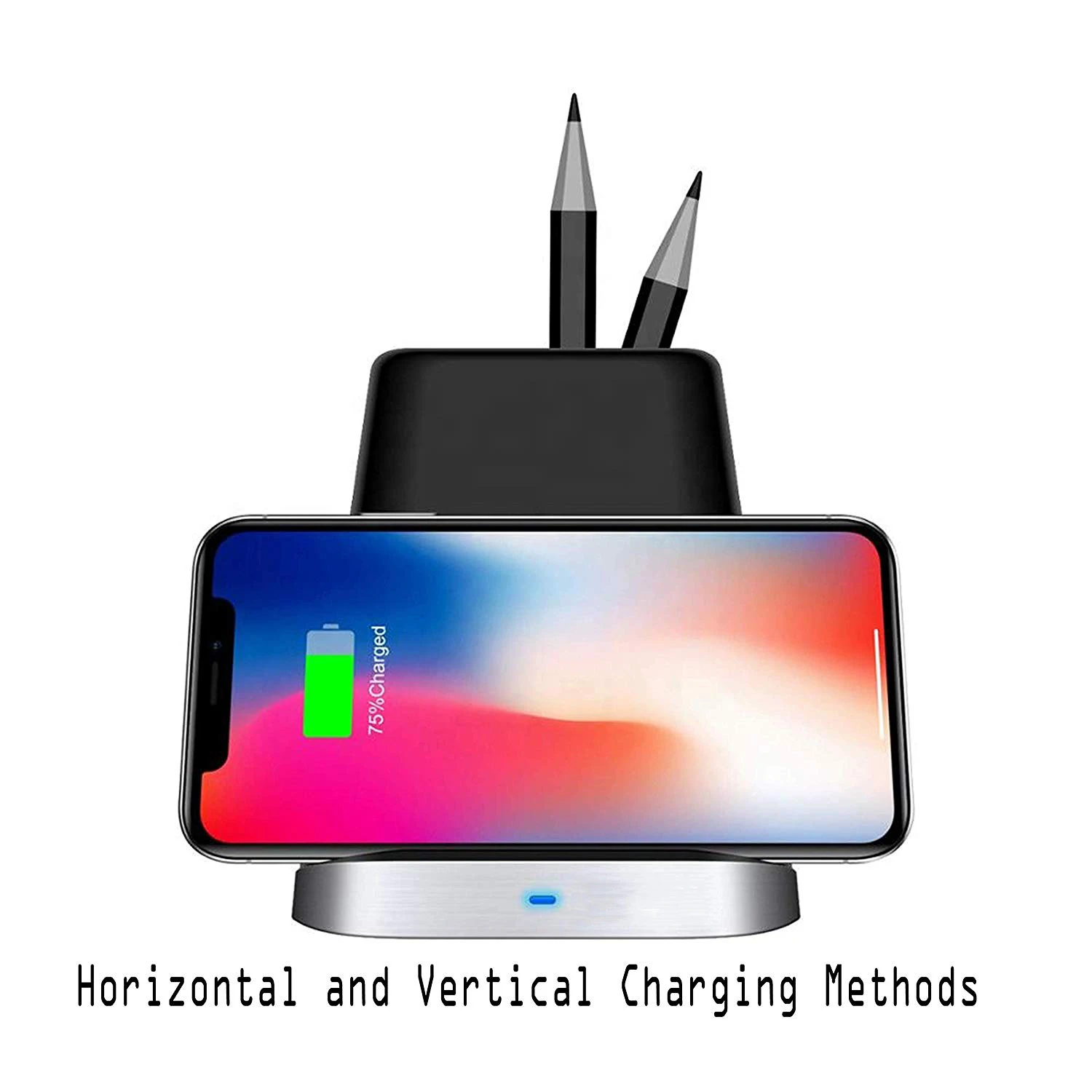  Wireless Charger For iPhone with Desk Organizer Wireless Charging Station for all QI Devices Storag