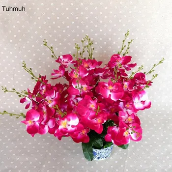 

11 pcs/lot 60cm Butterfly Orchid 5 Heads Branches Silk Artificial Flowers DIY Phalaenopsis Wedding Party Home Vase Decor