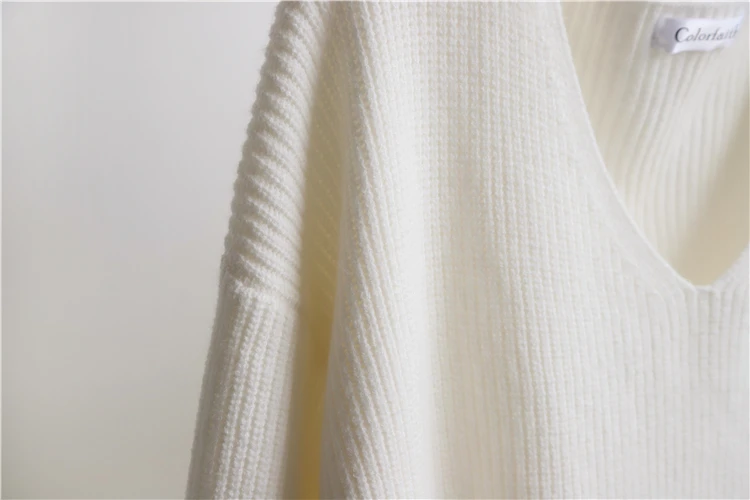 Colorfaith Новинка 2019 осень зима женские свитера v-образный вырез минималистичные топы Модный корейский Стиль Вязание повседневные однотонные
