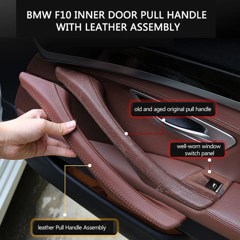 RHD правая рука драйвер межкомнатных дверей бежевый подлокотник кожаный тянуть ручки набор для BMW 5 серии F10 520 523 525 528 530 535
