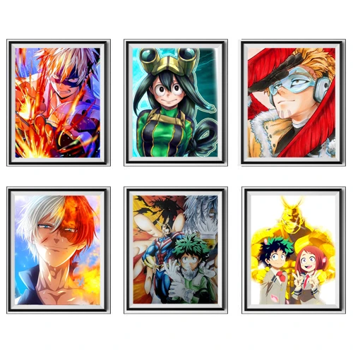 Katsuki Froppy Shouto Izuku All Might Hawks My Hero Academia Anime Poster Pictures Canvas 8 X 10 Inches No Frame Set Of 6 Painting Calligraphy Aliexpress