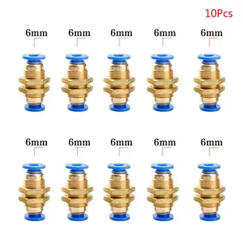

10PCS PM4/6/8/10/12mm Air Pneumatic Straight Bulkhead Hose Tube Quick Connector