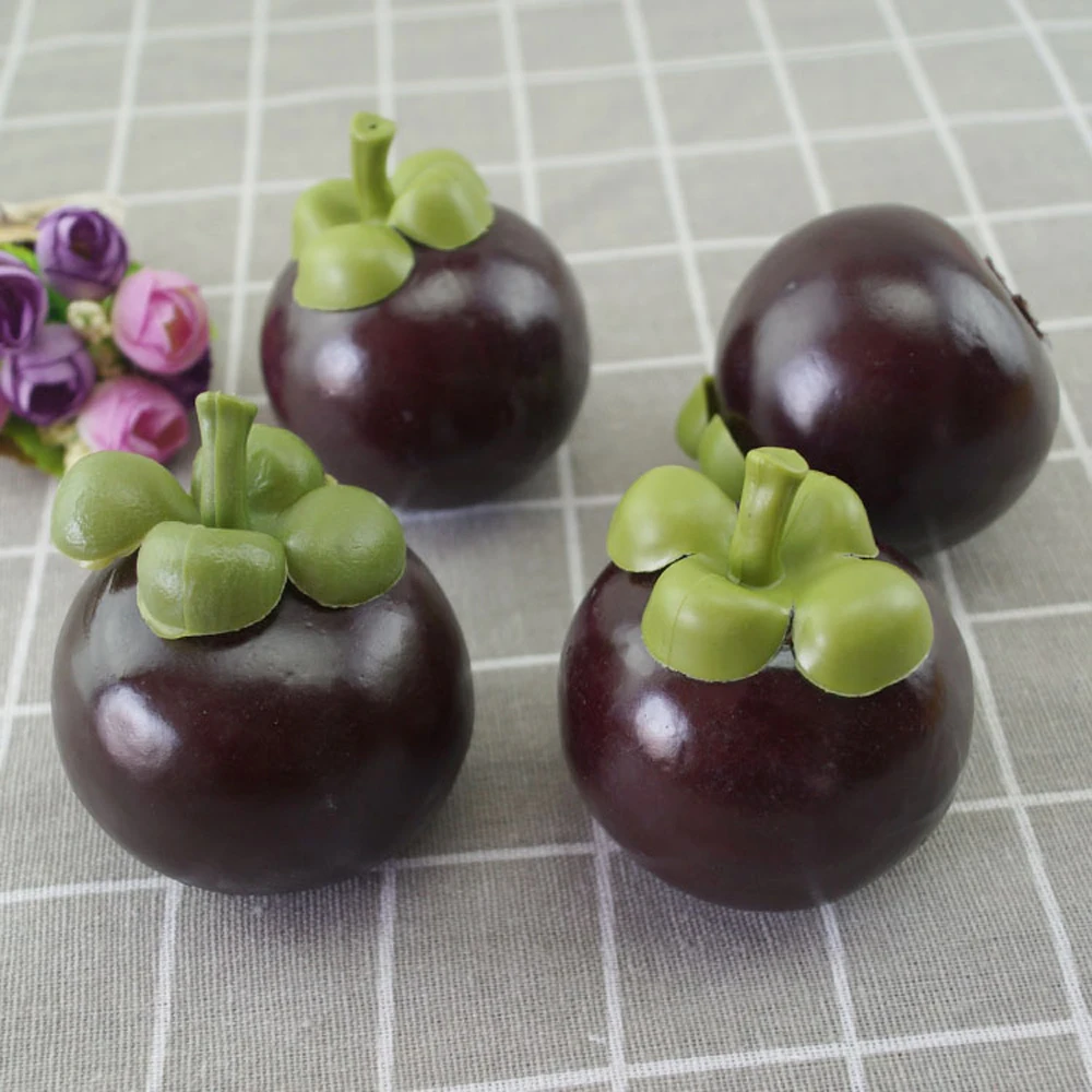 10pcs 8cm*6.5cm High imitation Fake artificial mangosteen Fruit model&plastic fake simulated artificial mangosteen fruit