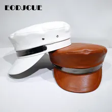 Модная шляпа в стиле милитари для женщин и мужчин осень зима винтажный Pu берет для женщин Англия Стиль гладкая Кепка casquette