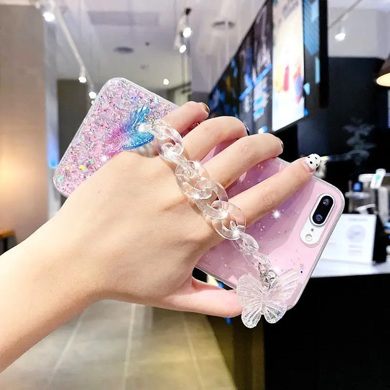 Crystal bracelet butterfly Case for Xiaomi Mi 11 Lite 12 11T 10T 10S Poco F3 Redmi Note 11 K40 Pro 10 Cover Cases_voghion.com