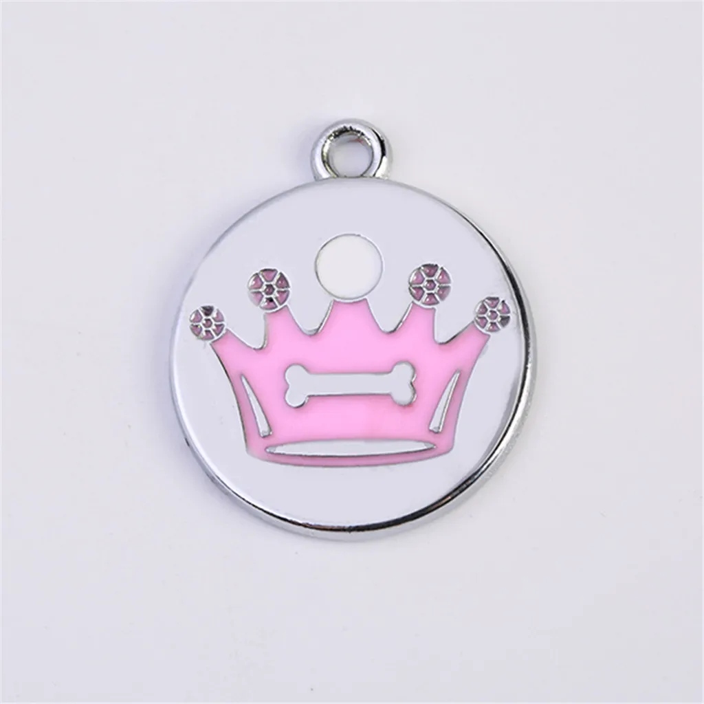 30^Cute Mini More Crown Print Diamond Dog Cat ID Name Tags Pet Jewelry Necklace family product for pet dog leash собачий поводок