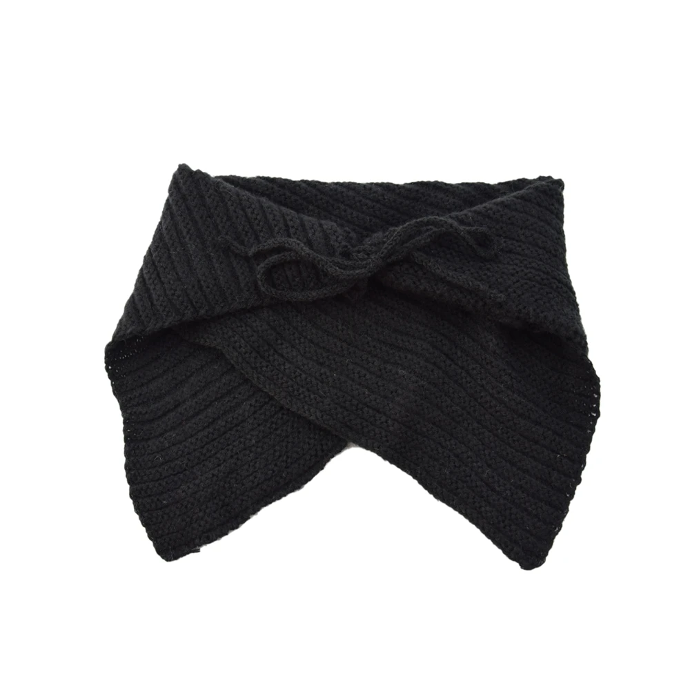 Emmaaby/ г. Осенне-зимний шарф с воротником для мальчиков и девочек; вязаный хлопковый шарф с воротником для малышей; подарок - Цвет: Черный