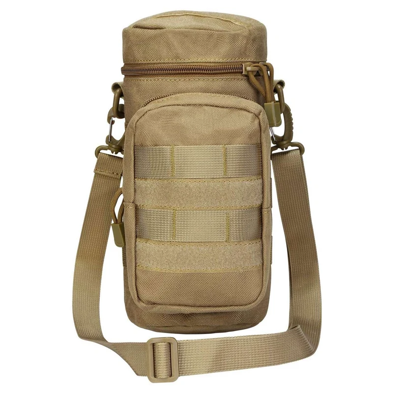 

Water Bottle Pouch 1000D Nylon Cup Carrier Bag Holder Pouch with Extra Accessory Pouch and Detachable Shoulder Strap