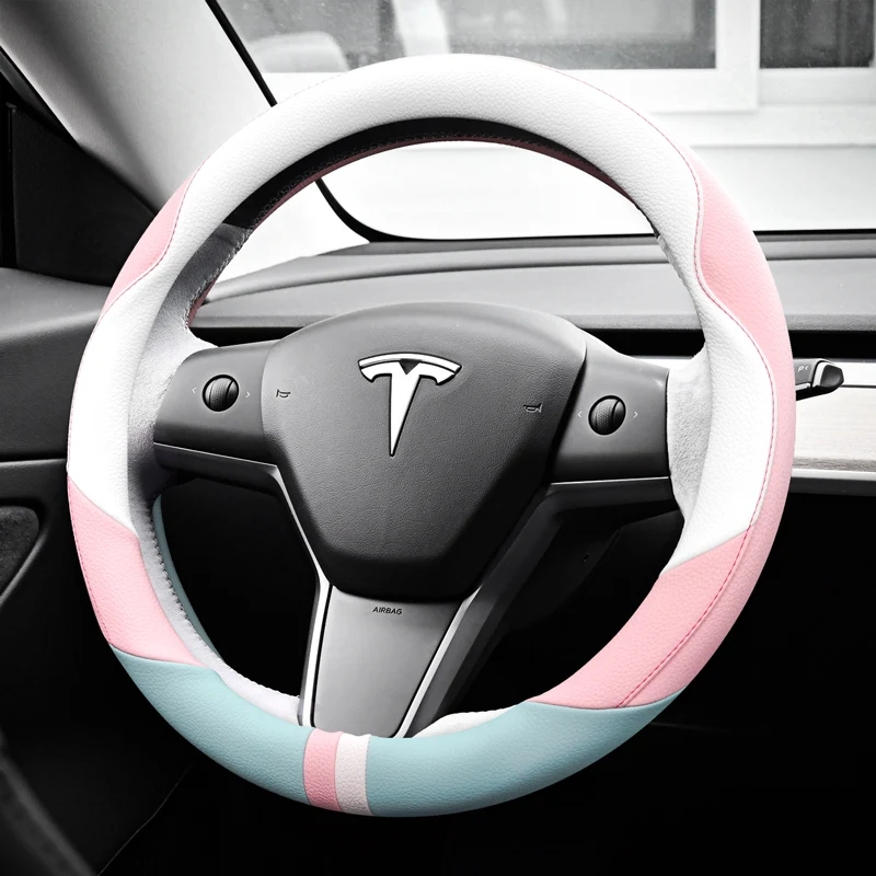 

Suitable for Tesla model 3 model Y model X model S leather suede steering wheel cover
