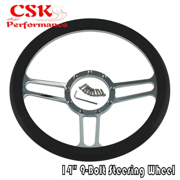 

9-hole steering wheel Trinity style 14" 9-Bolt Chrome Aluminum Half Wrap Steering Wheel