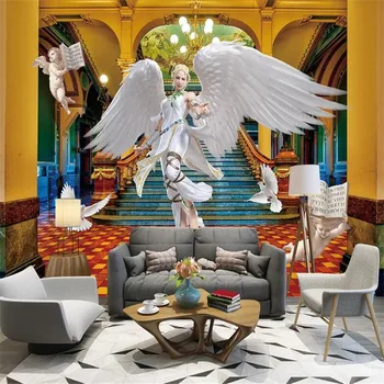 

Milofi Custom 3D Wallpaper Mural European Christian Architecture Church Palace Angel Background Wallpaper Mural