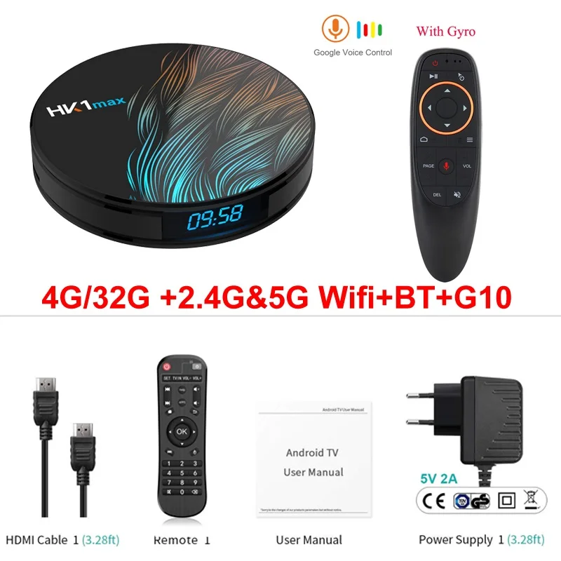 4G32G add G10 HK1 MAX Smart Android 9,0 ТВ приставка RK3318 4GB 64GB 1080p BT 4,0 4K 2,4G+ 5G Wifi Поддержка Google Play Store Netflix Youtube плеер - Цвет: 4G32G add G10