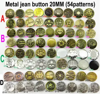 

30PCS 20MM 54pattern Design Metal Jeans Button Garment Fit Round Buttons Brand Clothes Accessory JMB-188