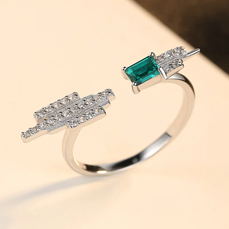 Серебряное кольцо 925, Зеленый Кристалл для женщин, изумруд, драгоценный камень, свадебное обручальное кольцо Cocktail, оливковое кольцо с цирконием, свадебный подарок, вечерние