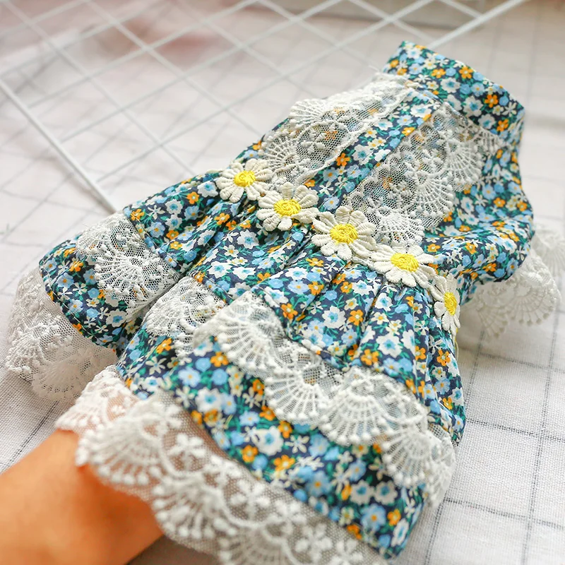 蓝色小碎花蕾丝裙8