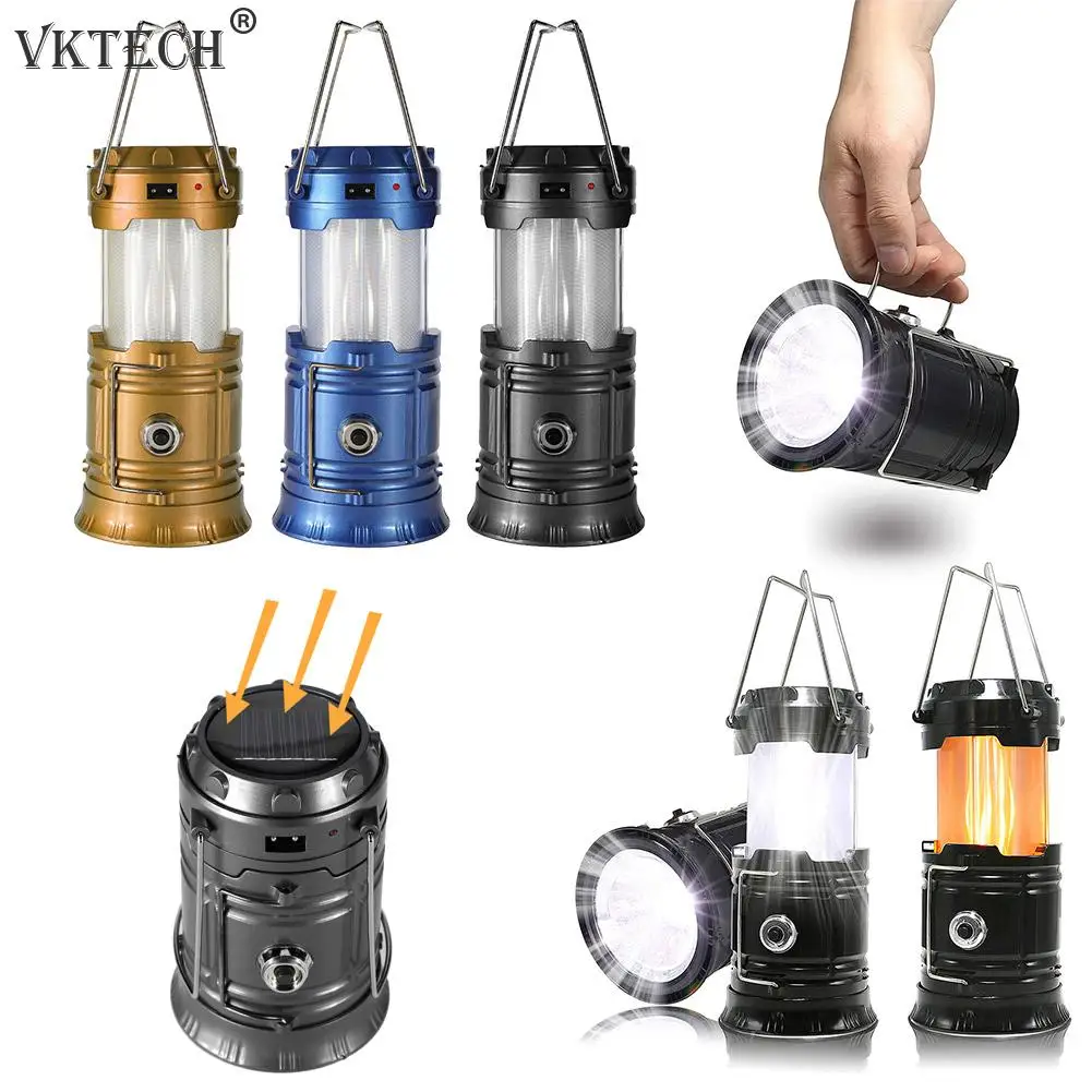 Портативный выдвижной светильник для кемпинга на солнечной батарее лампа с