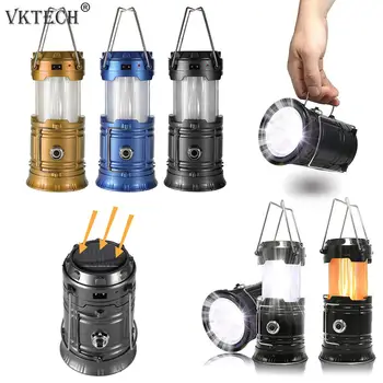 

Solar Camping Tent Light Portable Retractable Camping Light Flame Lamp Lantern Flashlight Emergency Light USB/Solar Lamp