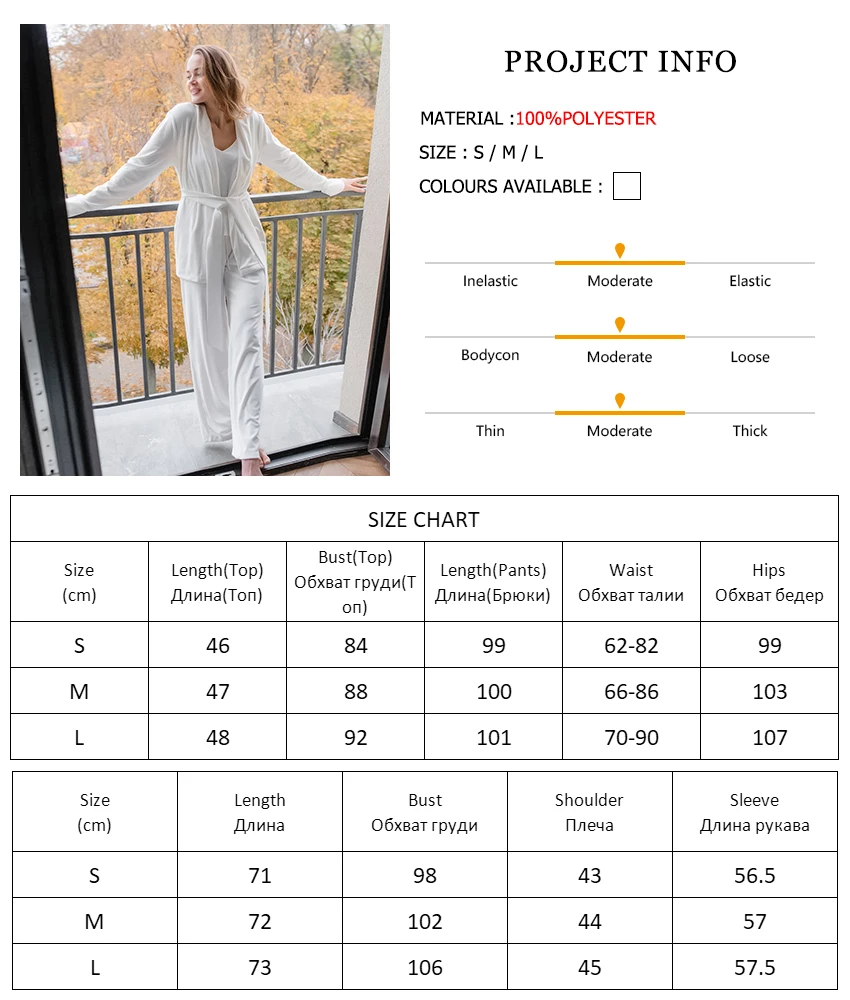 Waliicorners 3 Pieces Spaghetti Strap Trouser Suits Full Sleeve Loungewear Nightgown Elegant Sleepwear Set 5 Hac5ab6d1cc8e48d2bc9901728768d4b45