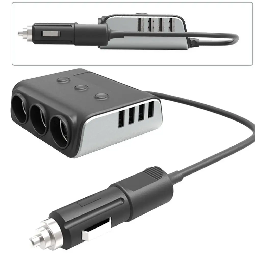 100 Вт 3 гнезда прикуриватель 4 порта быстрая USB Автомобильное зарядное устройство