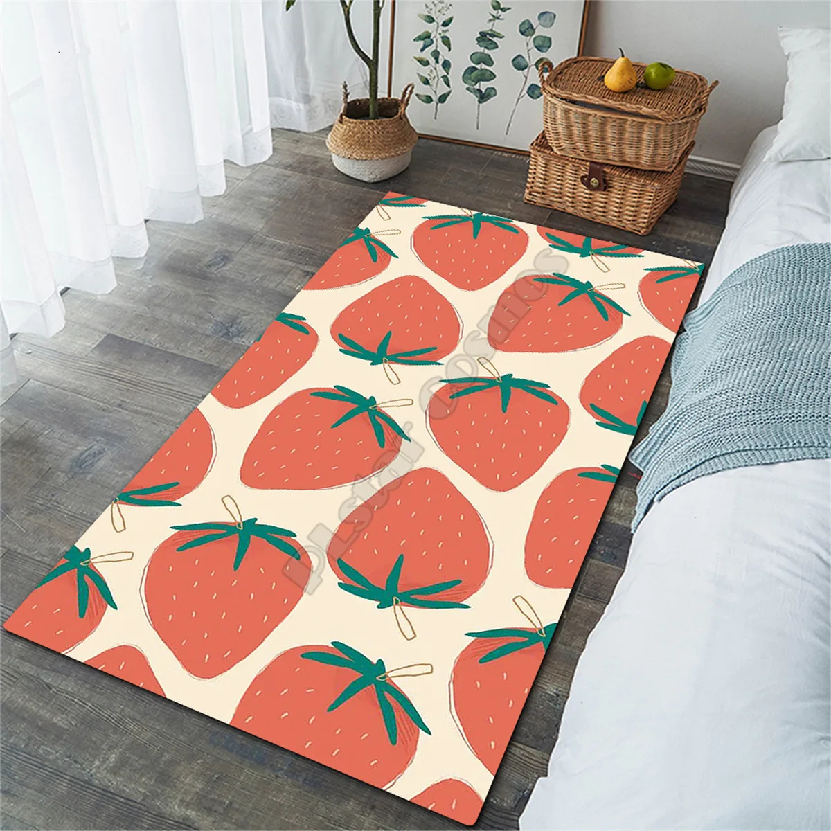 

Strawberry Area Rug 3D All Over Printed Non-slip Mat Dining Room Living Room Soft Bedroom Carpet 01