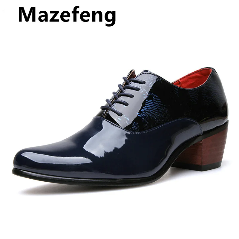 

Mazefeng Men Leather Shoes high heel 7cm Casual Oxford Shoes For Men Dress Shoes Brogue Wedding Shoes Party Sapato Masculino