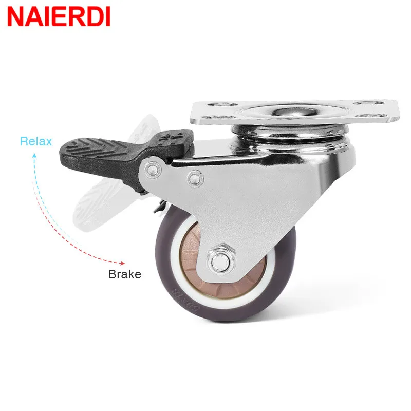 4pcs Wheel Castor White PP Nylon flat base Universal Swivel Casters  Furniture Dual Roller Wheel For Platform Trolley Chair - AliExpress