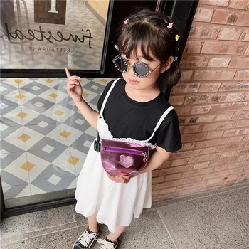 

2019 New Children Waist Bag Cute Tide Baby Boys Girls Shoulder Kids Laser Bag Love Diagonal Cross Mini Pockets Chest Bag
