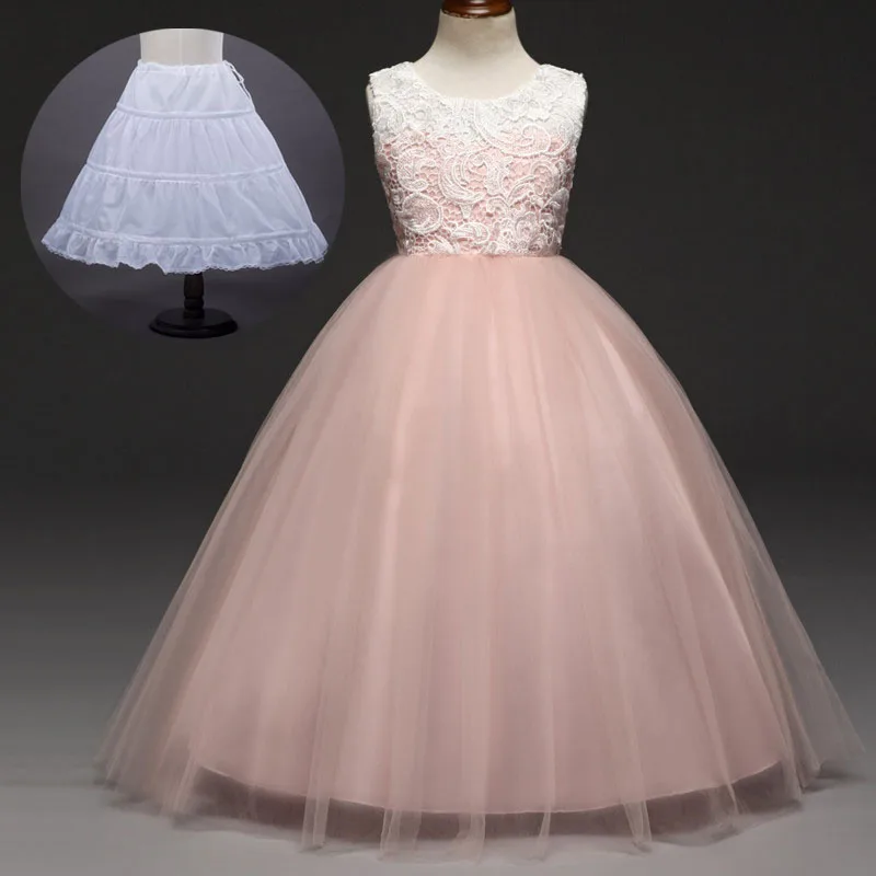 Lace Patchwork Children Party Clothing Big Girls Flower Ball Gown Evening Gowns for Teens Elegant Kids Dress | Детская одежда и