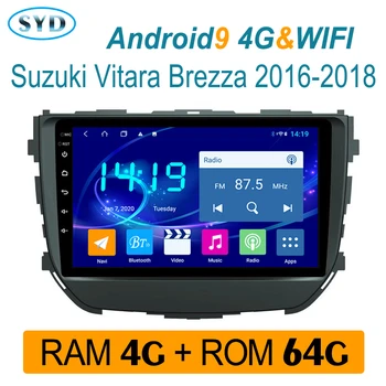 

RAM 4G car DVD Player Suzuki Vitara Brezza 2016-2018 1 din Android 9.0 central multimedia system carplay DSP RDS SWC rear camera
