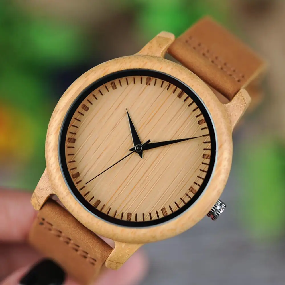 Часы мужские BOBO BIRD с бамбуковым ремешком Роскошные наручные из натуральной кожи лучший рождественский