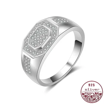 

Simulated Diamond Ring Men's Ring Hollow Diamond Embossed New Men's Wide Edition Micro-inlaid 3A Zircon Ring