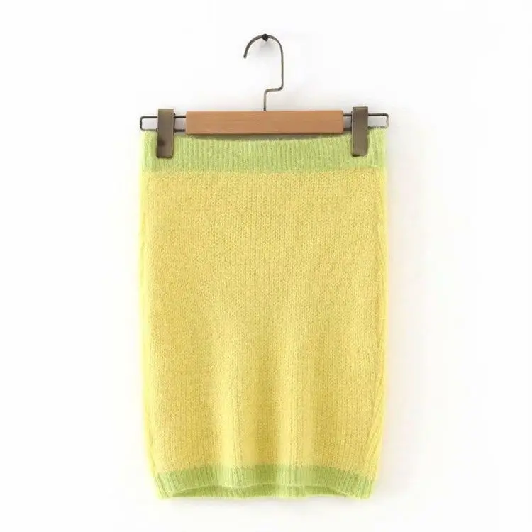 

2019 Autumn Fashion Contrast Color Loose-Fit Sheath Elastic Waist Skirt Skirt WOMEN'S Dress