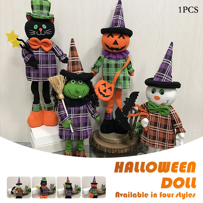 

Extensible Halloween Decoration Witch Ghost Pumpkin Beautiful Black Cat Toys Party Plush Doll Lovely Home Cloth Halloween Doll