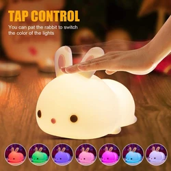 Veilleuse lapin mignon pour chambre d'enfants, veilleuse lapin mignon pour enfants, lampe en Silicone Squishy pour bébé fille en bas âge 