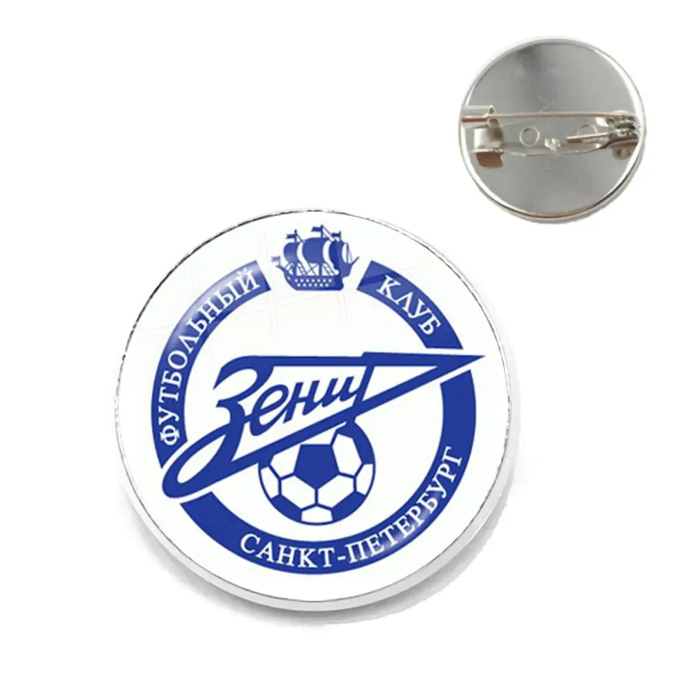 FC Zenit Saint Football Club 20mm Glass Cabochon Collar Pins ФУТБОЛЬНЫЙ КЛУБ ЗЕНИТ Leagues Logo Soccer Club Brooch For Fans Gift